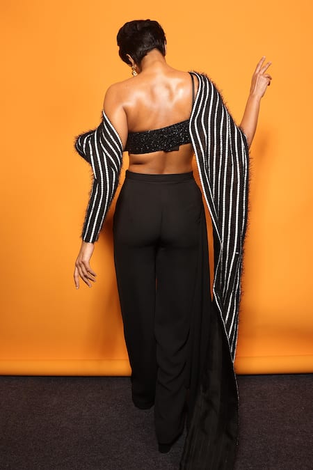 Richa Khemka Neptune Sequin Embroidered Drape & Pant Set 