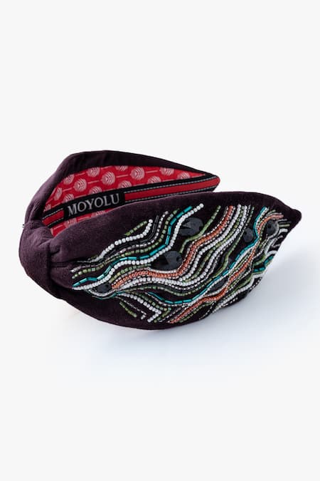 Moyolu Abstract Embroidered Blue Headband 