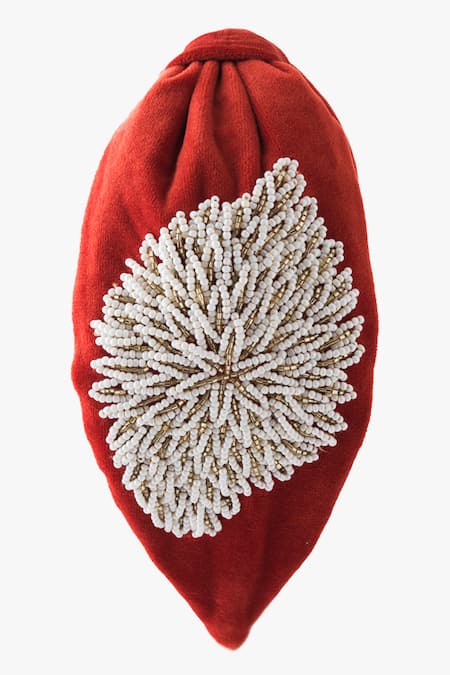 Buy Moyolu Red Embroidery Floral Beaded Headband Online at Aza Fashions Buy_Moyolu_Red Embroidery Floral Beaded Headband _Online_at_Aza_Fashions