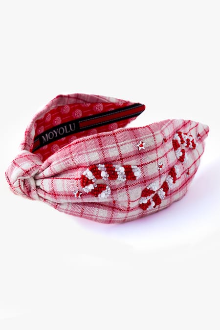 Moyolu Candy Cane Embroidered Headband 