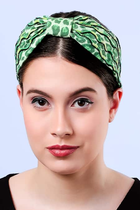 Buy Moyolu Green Embroidery Abstract Pattern Headband Online at Aza Fashions Buy_Moyolu_Green Embroidery Abstract Pattern Headband _Online_at_Aza_Fashions