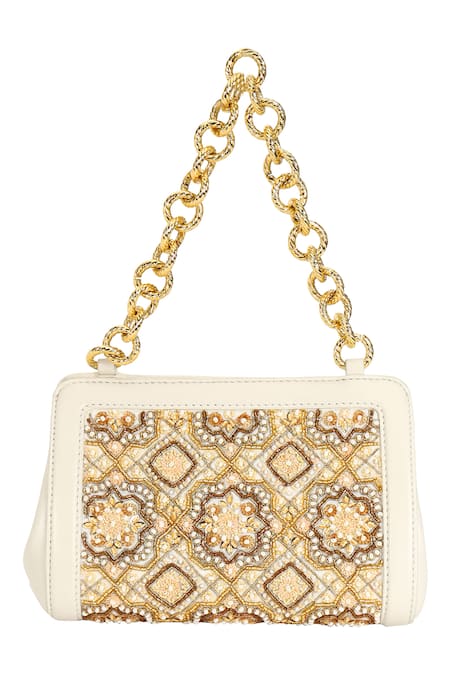 The Leather Garden Ivory Floral Embroidered Potli Bag Online at Aza Fashions The Leather Garden_Ivory Floral Embroidered Potli Bag _Online_at_Aza_Fashions