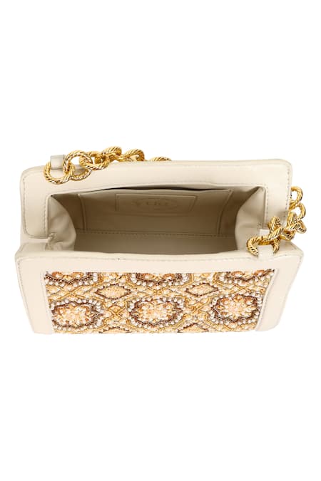 Buy The Leather Garden Ivory Floral Embroidered Potli Bag Online at Aza Fashions Buy_The Leather Garden_Ivory Floral Embroidered Potli Bag _Online_at_Aza_Fashions