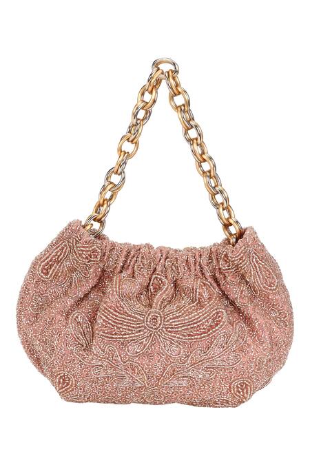 Shop_The Leather Garden_Pink Cut Work Cutdana Embellished Potli Bag _Online_at_Aza_Fashions