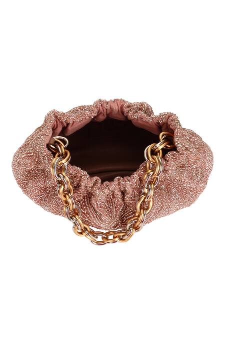 Buy_The Leather Garden_Pink Cut Work Cutdana Embellished Potli Bag 