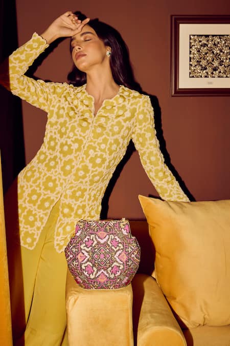 Shop_The Leather Garden_Multi Color Crewel Jugnu Embroidered Handbag 