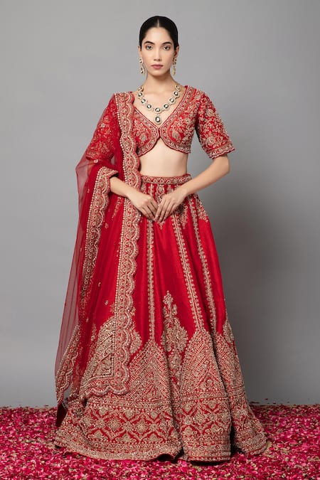 mehar Zardozi Hand Embroidered Bridal Lehenga Blouse Set 