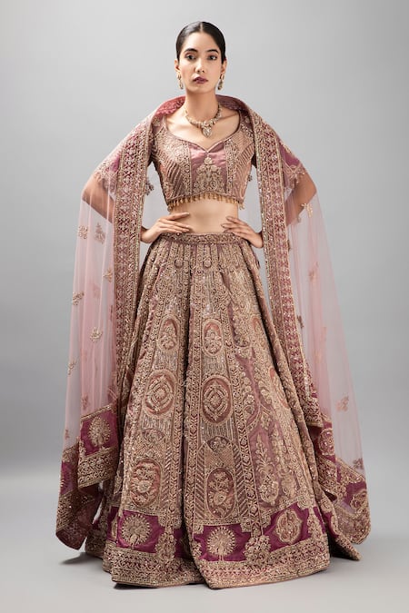 mehar Floral Zardozi Hand Embroidered Lehenga Set 