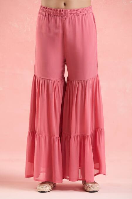 Samyukta Singhania Rose Gold Organza, Georgette Gota Patti, Embroidery, Sequins Kurta Sharara Set Online at Aza Fashions Samyukta Singhania_Rose Gold Organza, Georgette Gota Patti, Embroidery, Sequins Kurta Sharara Set_Online_at_Aza_Fashions