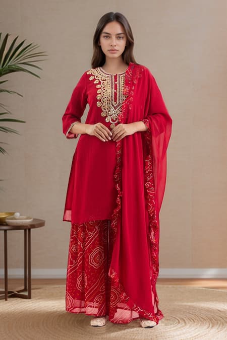 Samyukta Singhania Dori & Gota Embroidered Kurta Sharara Set 