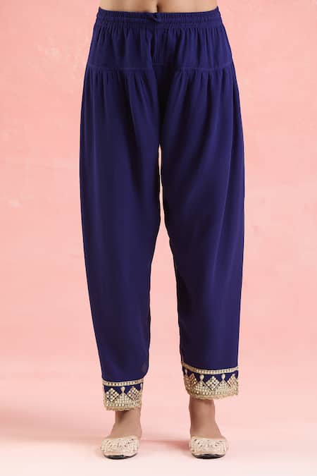 Samyukta Singhania Blue Georgette, Organza Gota Patti, Embroidery Round Neck And Dori Anarkali Set at Aza Fashions Samyukta Singhania_Blue Georgette, Organza Gota Patti, Embroidery Round Neck And Dori Anarkali Set_at_Aza_Fashions