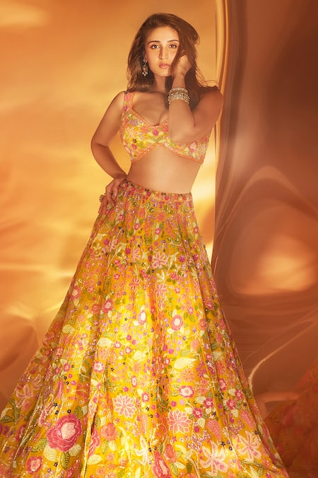 Aneesh Agarwaal Phool Sequin & Cutdana Embroidered Bridal Lehenga Set 