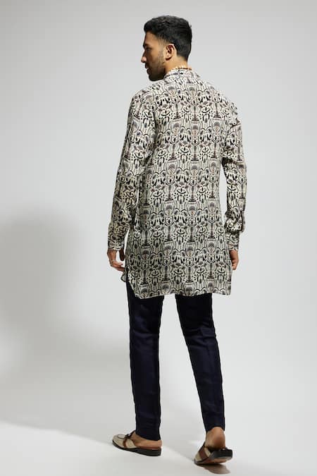 Shop Sva By Sonam & Paras Modi White Crepe Printed Floral Jaal Kurta at Aza Fashions Shop_Sva By Sonam & Paras Modi_White Crepe Printed Floral Jaal Kurta _at_Aza_Fashions