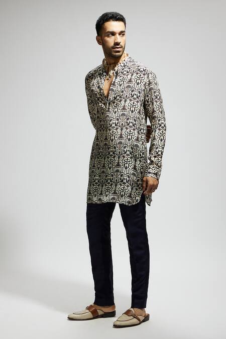 Buy Sva By Sonam & Paras Modi White Crepe Printed Floral Jaal Kurta Online at Aza Fashions Buy_Sva By Sonam & Paras Modi_White Crepe Printed Floral Jaal Kurta _Online_at_Aza_Fashions