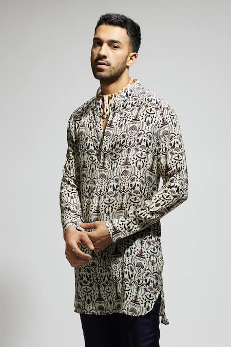 Buy Sva By Sonam & Paras Modi White Crepe Printed Floral Jaal Kurta Buy_Sva By Sonam & Paras Modi_White Crepe Printed Floral Jaal Kurta