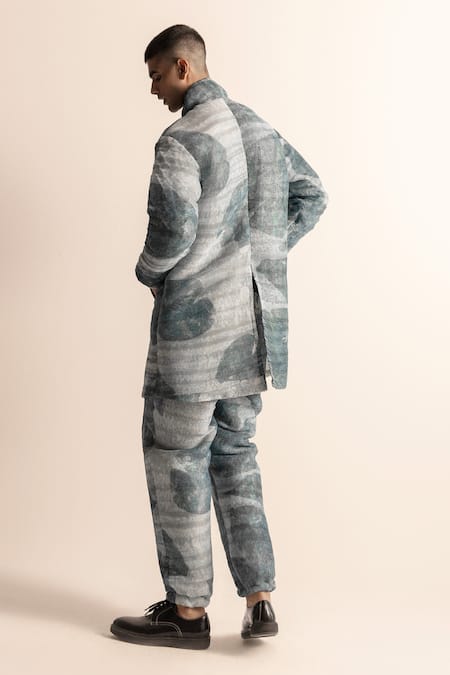 Abhishek Sharma Lotus Pond Print Jacket & Jogger Pant Set 