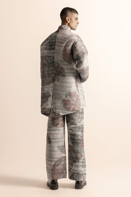 Abhishek Sharma Lotus Pond Print Jacket & Trouser Set 