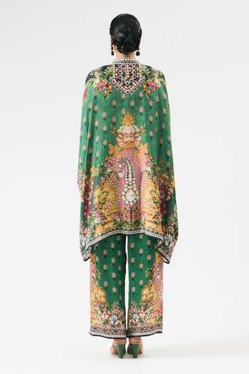Shop Rajdeep Ranawat Green Modal, Satin Emerald Garden Printed Palazzo at Aza Fashions Shop_Rajdeep Ranawat_Green Modal, Satin Emerald Garden Printed Palazzo _at_Aza_Fashions