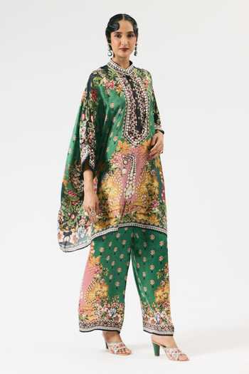 Rajdeep Ranawat Green Modal, Satin Emerald Garden Printed Palazzo Online at Aza Fashions Rajdeep Ranawat_Green Modal, Satin Emerald Garden Printed Palazzo _Online_at_Aza_Fashions