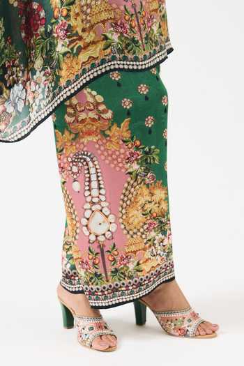 Shop Rajdeep Ranawat Green Modal, Satin Emerald Garden Printed Palazzo Online at Aza Fashions Shop_Rajdeep Ranawat_Green Modal, Satin Emerald Garden Printed Palazzo _Online_at_Aza_Fashions