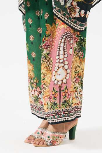 Buy Rajdeep Ranawat Green Modal, Satin Emerald Garden Printed Palazzo Buy_Rajdeep Ranawat_Green Modal, Satin Emerald Garden Printed Palazzo