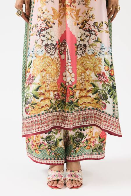 Rajdeep Ranawat Multi Color Modal Garden Print Satin Palazzo at Aza Fashions Rajdeep Ranawat_Multi Color Modal Garden Print Satin Palazzo _at_Aza_Fashions