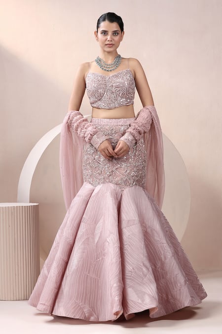 Chaashni by Maansi and Ketan Cutdana & Sequin Embroidered Fishcut Lehenga Set 