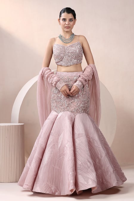 Chaashni By Maansi And Ketan Pink Organza, Net Cut Work, Sequins, Beads Cutdana And Embroidered Lehenga Set Online at Aza Fashions Chaashni By Maansi And Ketan_Pink Organza, Net Cut Work, Sequins, Beads Cutdana And Embroidered Lehenga Set_Online_at_Aza_Fashions