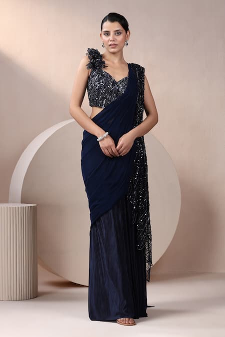 Chaashni by Maansi and Ketan Embroidered Pre-Draped Saree With Blouse 