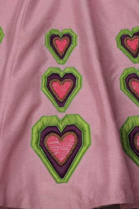 Turqidz By Shweta Aggarwal_Pink Net, Denim, Silk Applique, Sequins Embroidered Bustier And Lehenga Set _at_Aza_Fashions