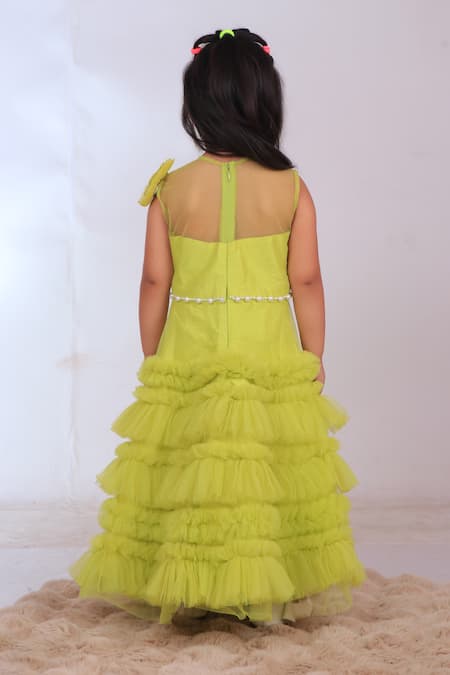 Turqidz By Shweta Aggarwal Applique Embroidered Yoke Tiered Dress 