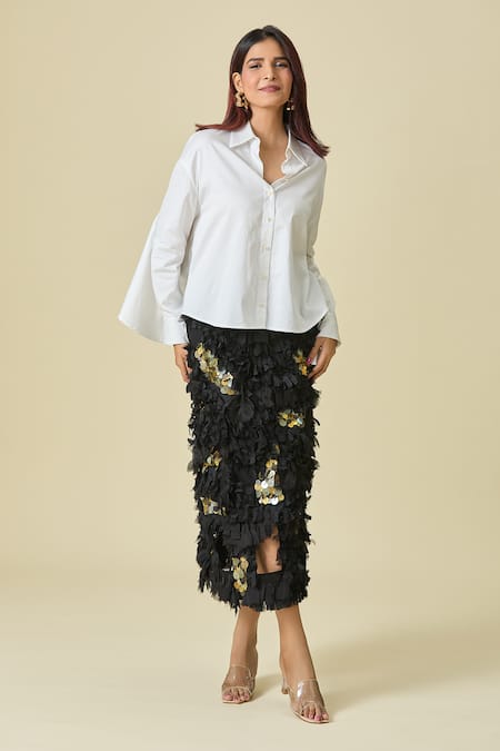 AK-OK Asymmetric Shirt With Ruffled Skirt 