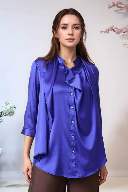 Shweta Kapoor Scarf Draped Plain Shirt 