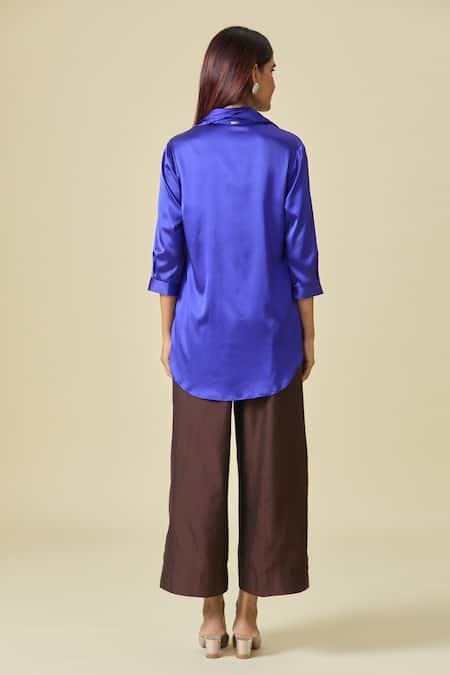 Shweta Kapoor Scarf Draped Blue Shirt 