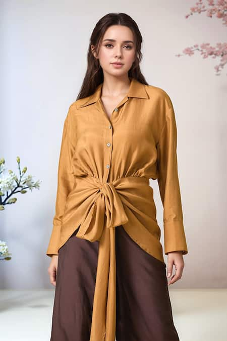 Shweta Kapoor Ace Plain Draped Shirt 