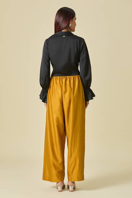 Shweta Kapoor Black Twisted Front Cropped Shirt 