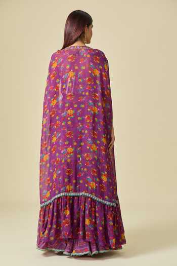 Torani Floral Print Shrug & Sharara Set