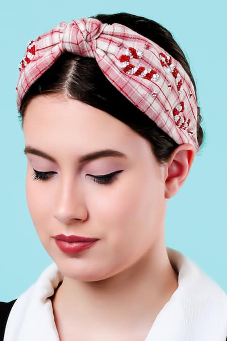 Moyolu Candy Cane Motif Embroidered Headband 