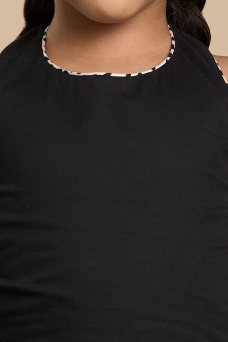 Buy Lil Drama Black Cotton, Poplin Halter Neck Top And Leopard Print Shorts Set Online at Aza Fashions Buy_Lil Drama_Black Cotton, Poplin Halter Neck Top And Leopard Print Shorts Set _Online_at_Aza_Fashions