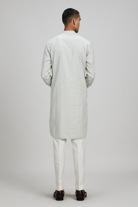 Shop_Bubber Couture_Off White Cotton Geometric Printed Kurta Set _at_Aza_Fashions