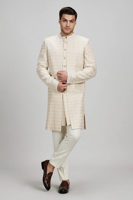 Buy Bubber Couture Cream Chanderi , Embroidery Stellar Sherwani Jacket Buy_Bubber Couture_Cream Chanderi , Embroidery Stellar Sherwani Jacket