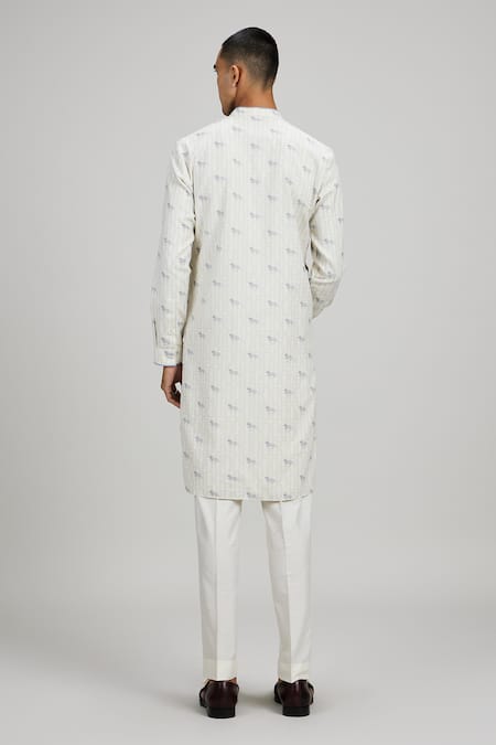 Bubber Couture Off White Horse of Siena Print Kurta Set 