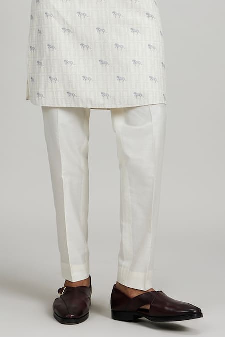 Buy_Bubber Couture_Off White , Satin Horse Siena Print Kurta Set _Online_at_Aza_Fashions