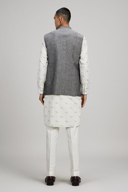 Bubber Couture Charcoal Textured Linen Bundi 