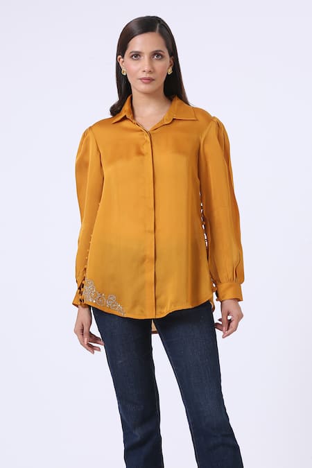 Kelaayah Sunshine Cutdana Embroidered Shirt 