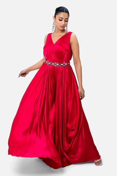 Kelaayah Ember Pleated Solid Gown 