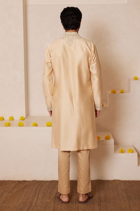 Shreyansh Designs Beige Mirror Embroidered Kurta Set 