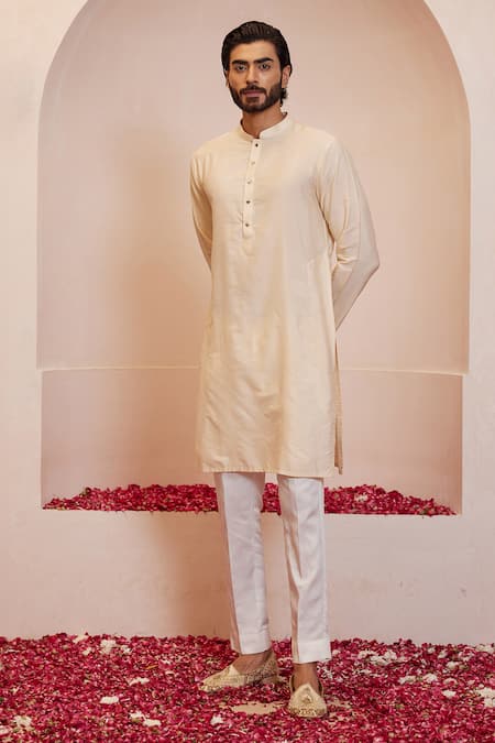 Shreyansh Designs Ivory Mandarin Collar Kurta Set 