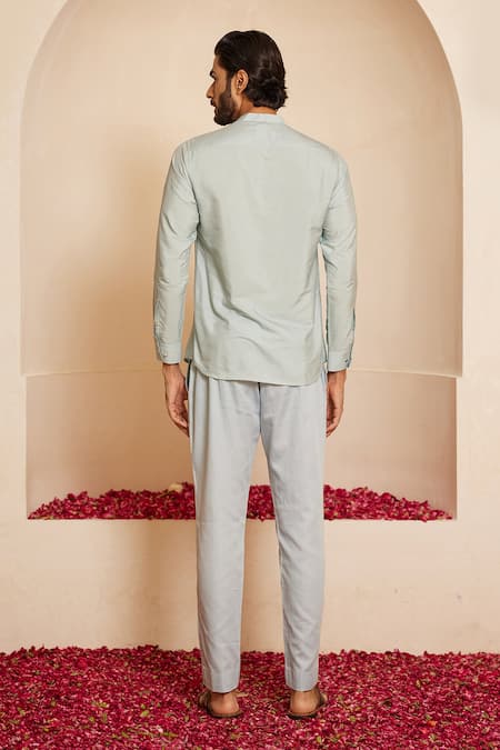 Shreyansh Designs Powder Blue Solid Shirt Style Kurta Set 