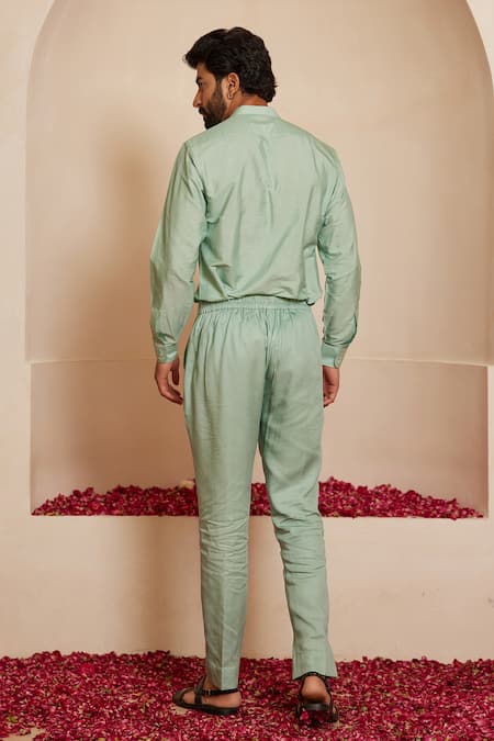 Shreyansh Designs Cyan Blue Solid Shirt Style Kurta Set 